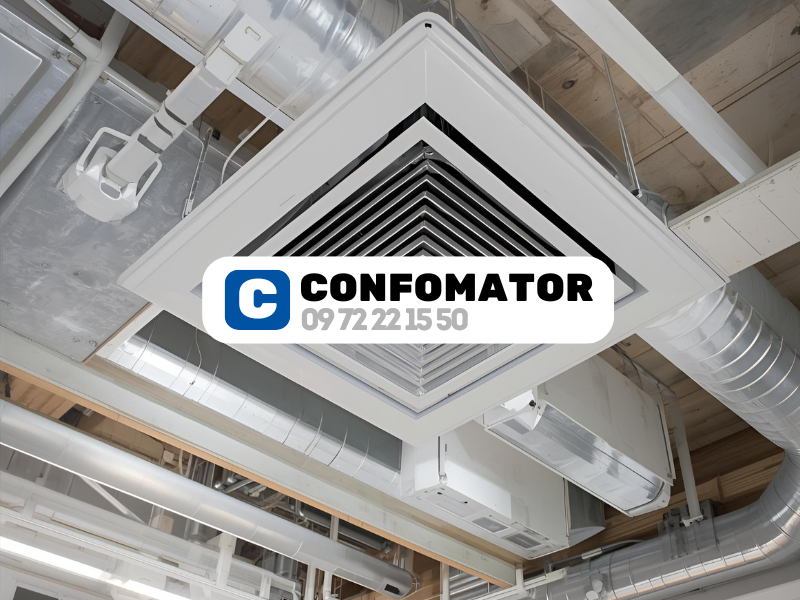 Système de ventilation mécanique contrôlée VMC dans un bâtiment professionnel, grilles d'aération et conduits pour assurer la qualité de l'air et la conformité aux normes d'hygiène